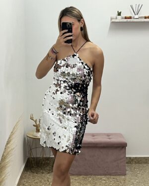VESTIDO REUS LENTEJUELAS PLATA