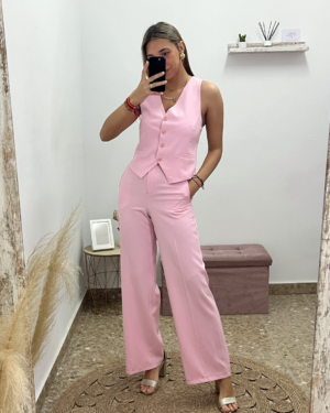 TRAJE CHALECO COMPLETO ROSA