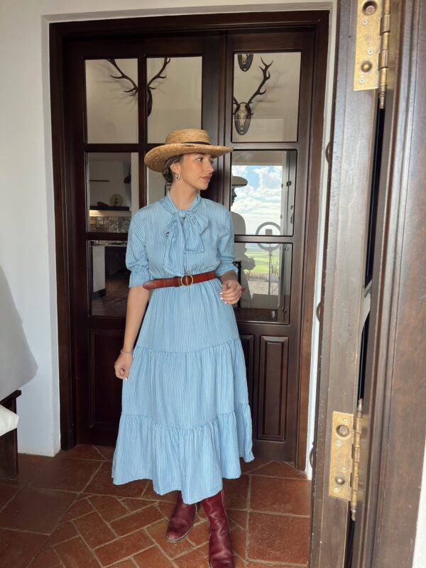 VESTIDO LAZO RAYAS AZUL