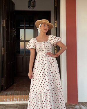 VESTIDO LUNARES TEJA