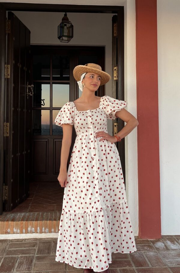 VESTIDO LUNARES TEJA
