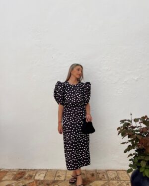 VESTIDO ANGOLA LUNARES NEGRO