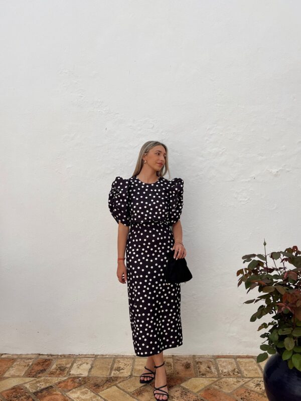 VESTIDO ANGOLA LUNARES NEGRO
