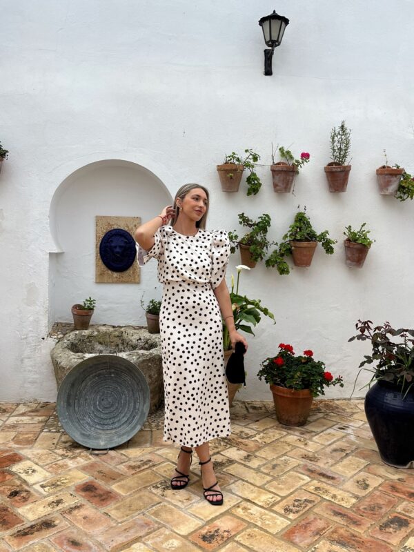 VESTIDO ANGOLA LUNARES BLANCO