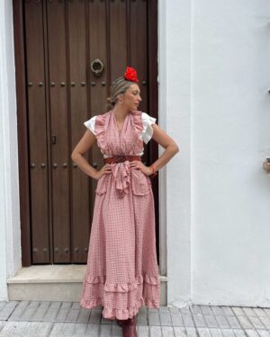 CONJUNTO PICO Y FALDA VICHY TEJA