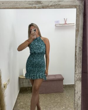 VESTIDO NIDO DE ABEJA TURQUESA