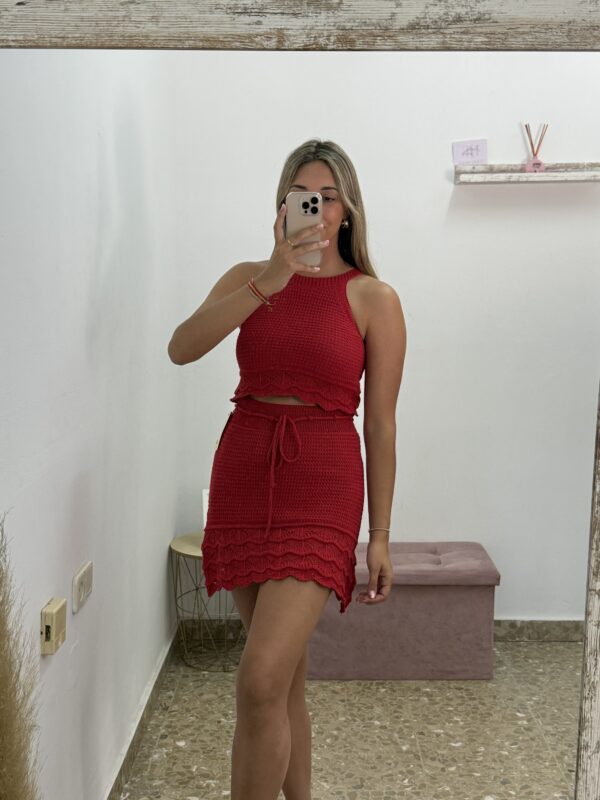 CONJUNTO CROCHÉ ROJO