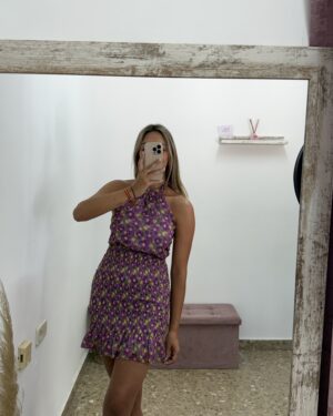 VESTIDO NIDO DE ABEJA ESTAMPADO