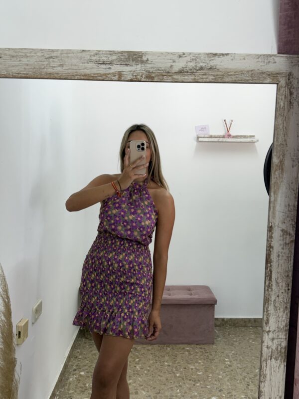 VESTIDO NIDO DE ABEJA ESTAMPADO