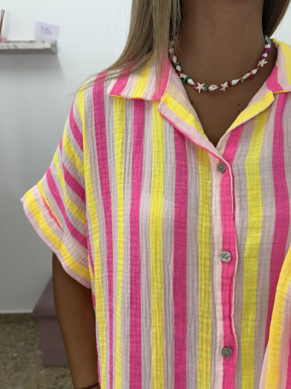 VESTIDO RAYAS FLÚOR AMARILLO/ROSA - Imagen 2