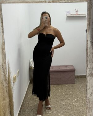 VESTIDO PALABRA HONOR NEGRO