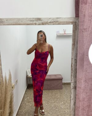 VESTIDO SILVANA ROJO/MORADO