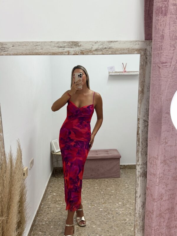 VESTIDO SILVANA ROJO/MORADO