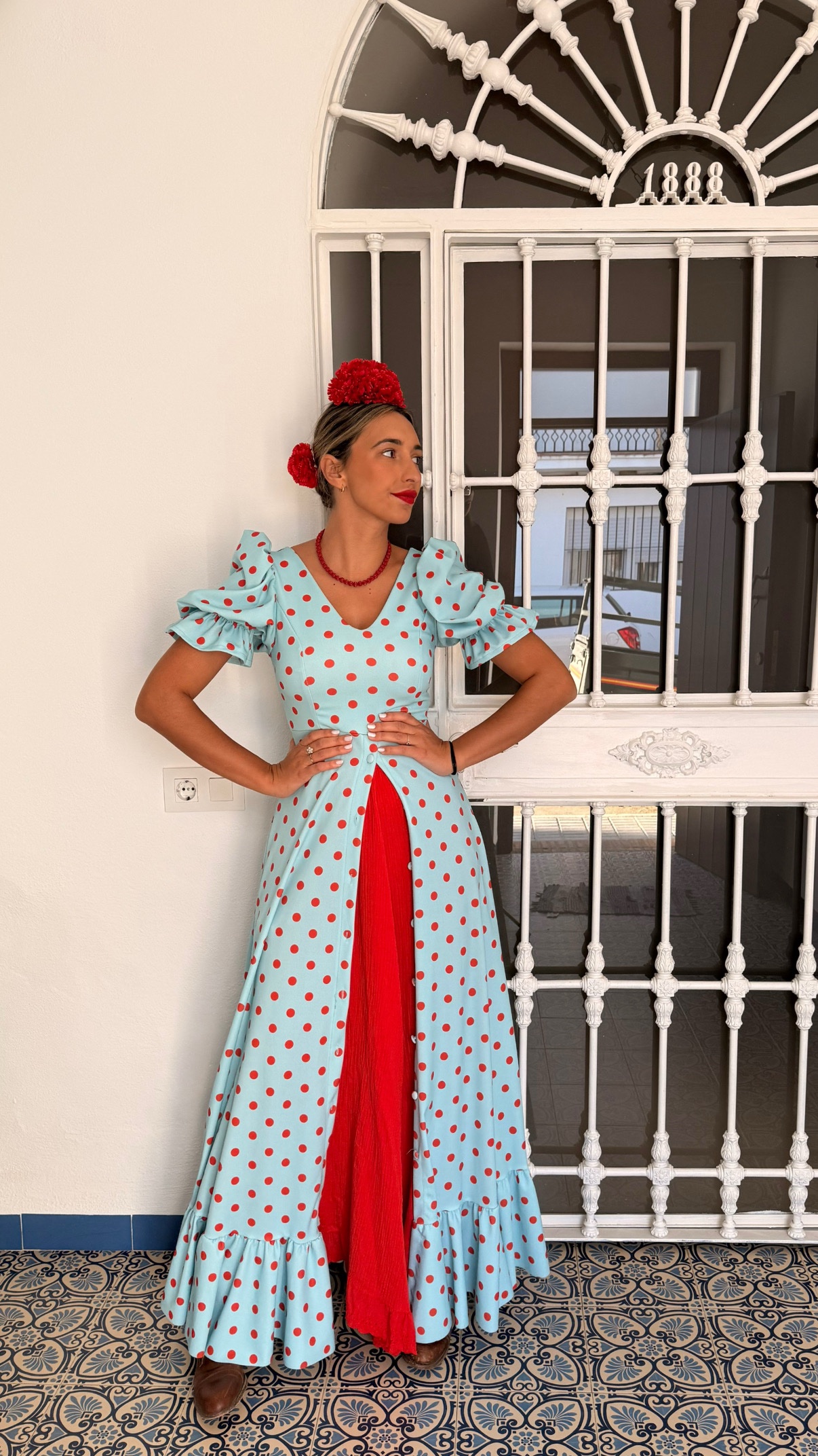 BATA JUANA CELESTE/ROJO - Imagen 2