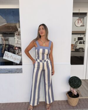 CONJUNTO PAOLA AZUL DENIM/BEIGE